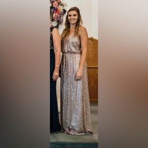 David’s bridal sequin bridesmaid dress, size 8, color is called “platinum”